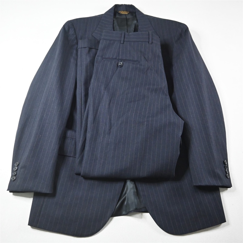 Vtg USA Made Southwick 42R 36x30‎ Navy Blue Wool Mens Jacket Pants Suit